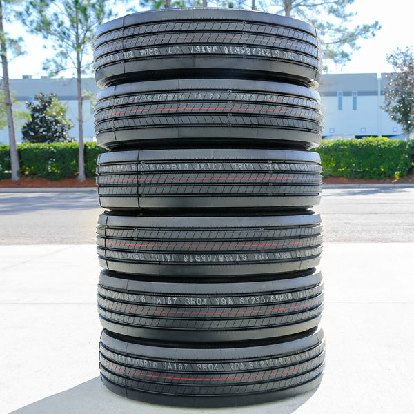Roundrule Xtra All Steel ST235/85R16 Load H Trailer Tires — Set of 6