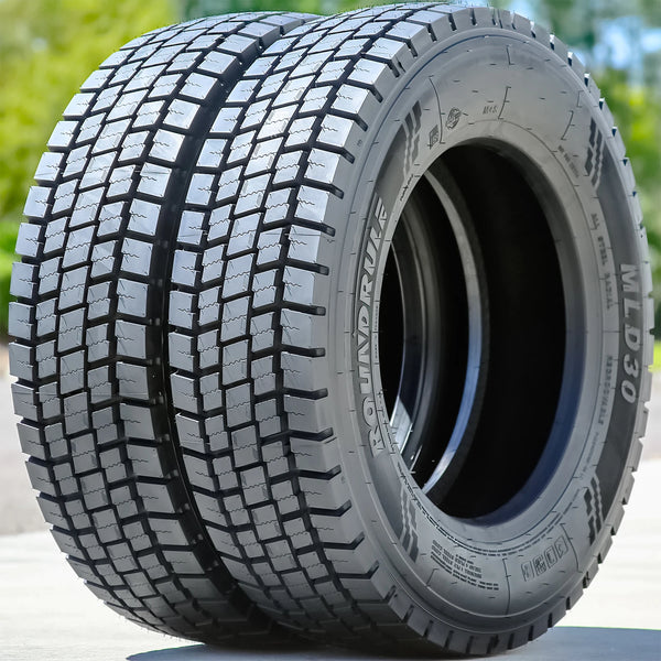 Roundrule MLD30 245/70R19.5 135/133M Load H Drive Axle All-Season Commercial Tires — Set of 2