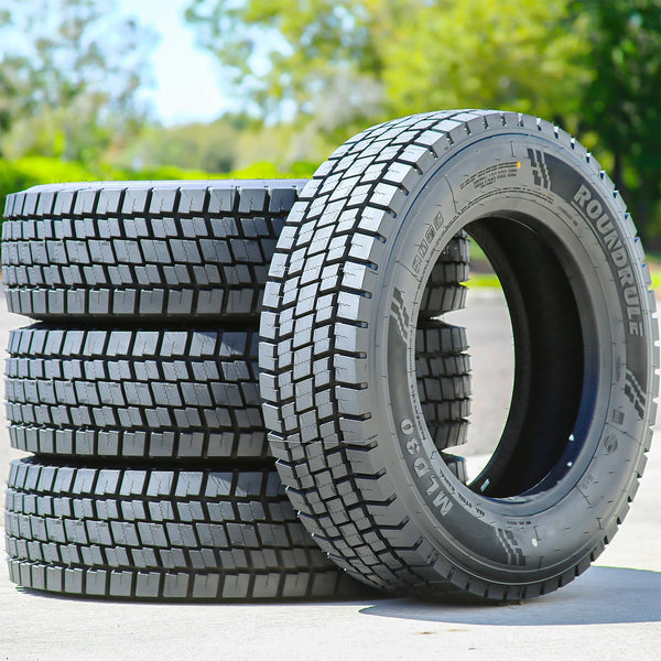 Roundrule MLD30 245/70R19.5 135/133M Load H Drive Axle All-Season Commercial Tires — Set of 4